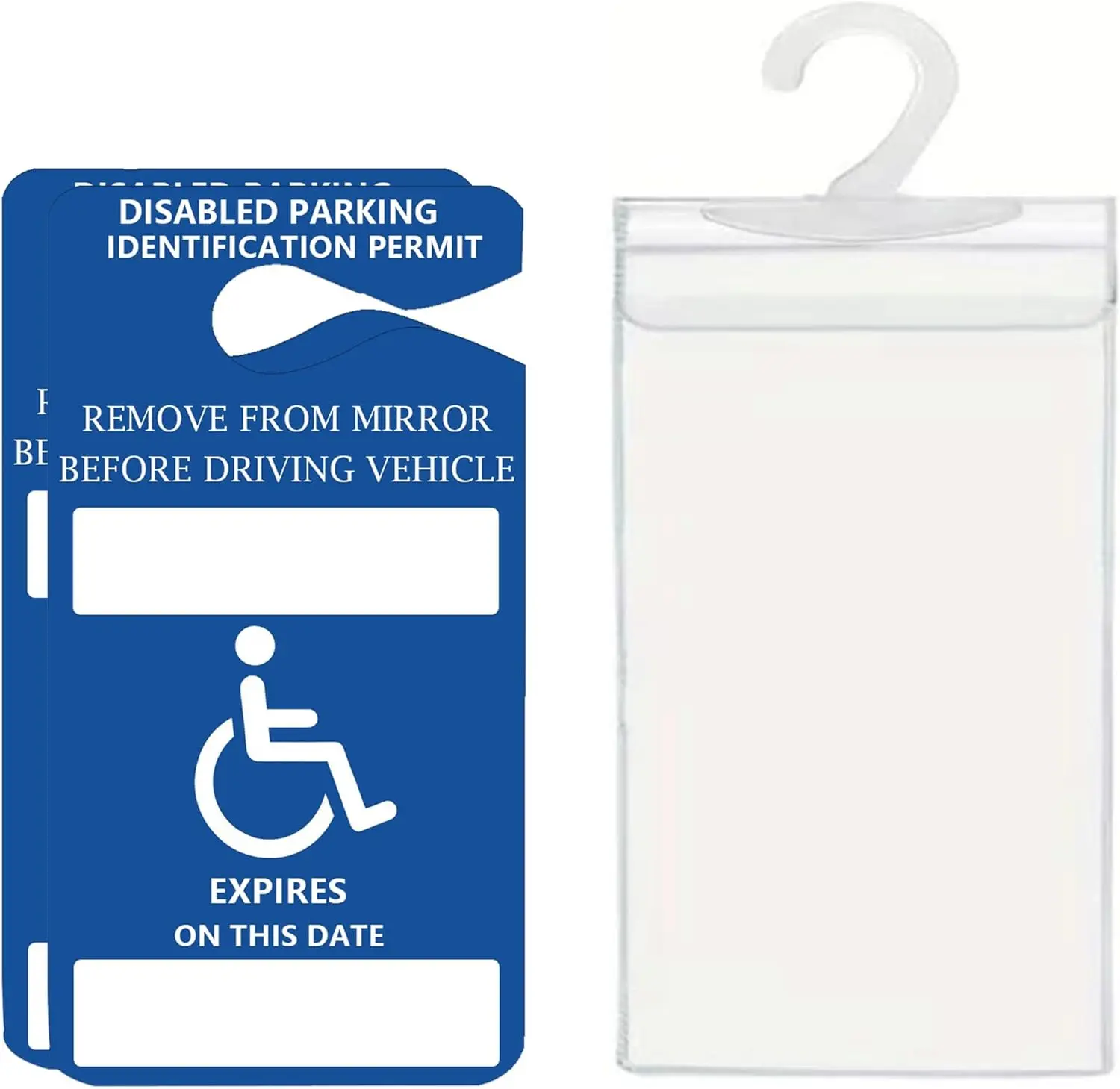 Disabled Parking Permit Sign with Handicap Placard Holder 10x6Inch Parking Permit Safety Sign 4 Pack Disabled Permits Hanger Tag