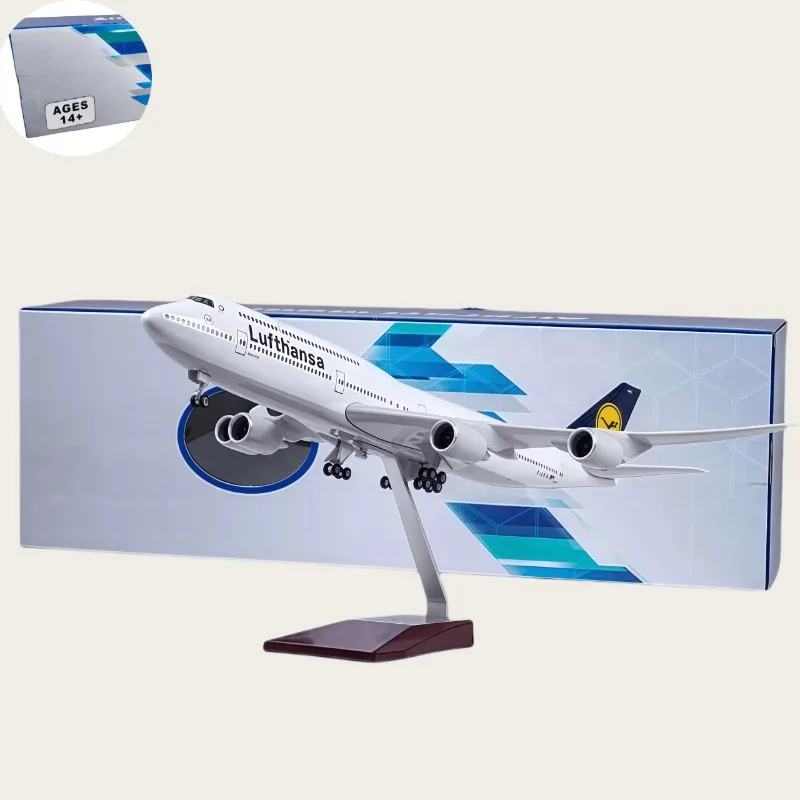 

1/150 Scale B747 Airplane Model Lufthansa Airways 47cm Diecast Resin Airplane With Led Lights Collection Home Decor Display