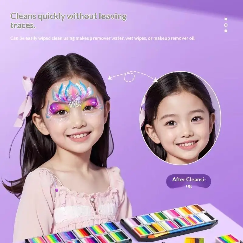 UV Glow-in-the-Dark Rainbow Water Activated Face Body Paint Fluorescent Neon For Masquerade Christmas Music Festival