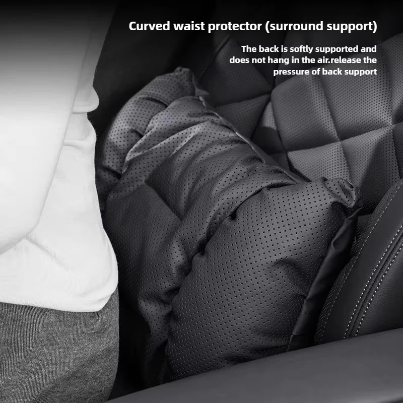 Napa-Leder Auto-Kopfstütze Nackenstütze Sitz-Lendenkissen, Auto-Nackenkissen, Lendenkissen, Geeignet für Verschiedene Autos – Detail 3