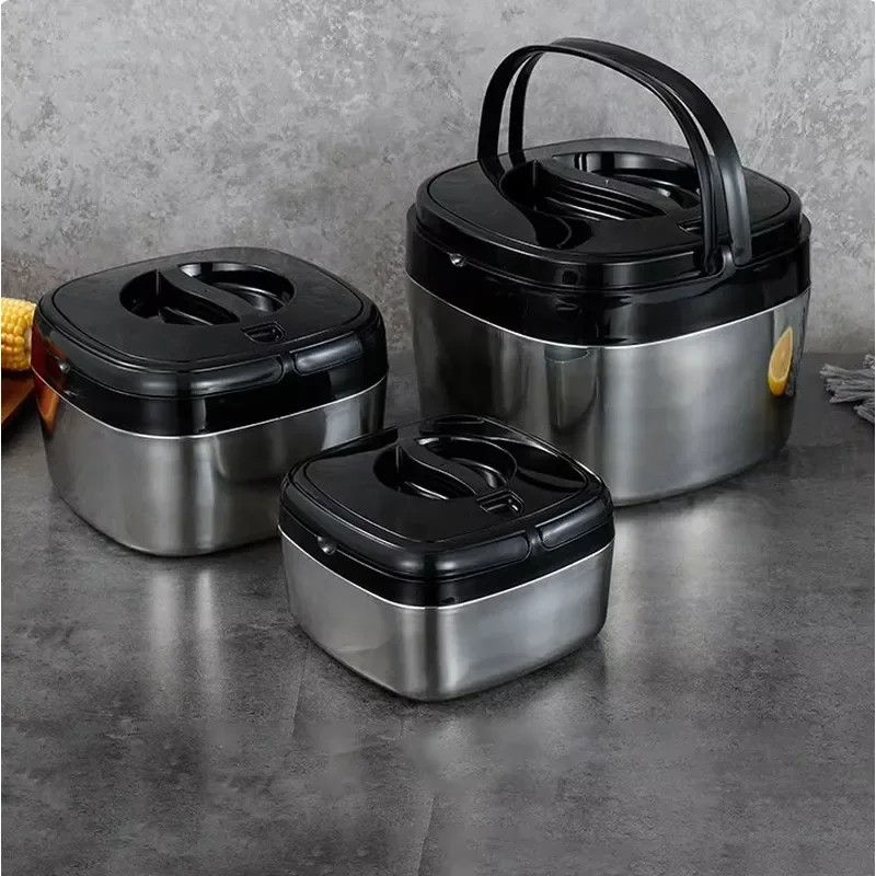 3Pcs Stainless Steel Insulation Pot Double Heat Casserole Food Warm Pot Set Food Storage and Container