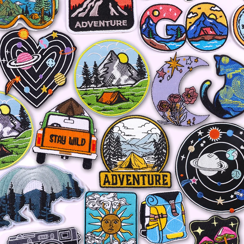 Adventure/Mountain Camping Patch Embroidered Patches For Clothes Jackets Backpack DIY Iron On Patches For Clothing Sew Stickers