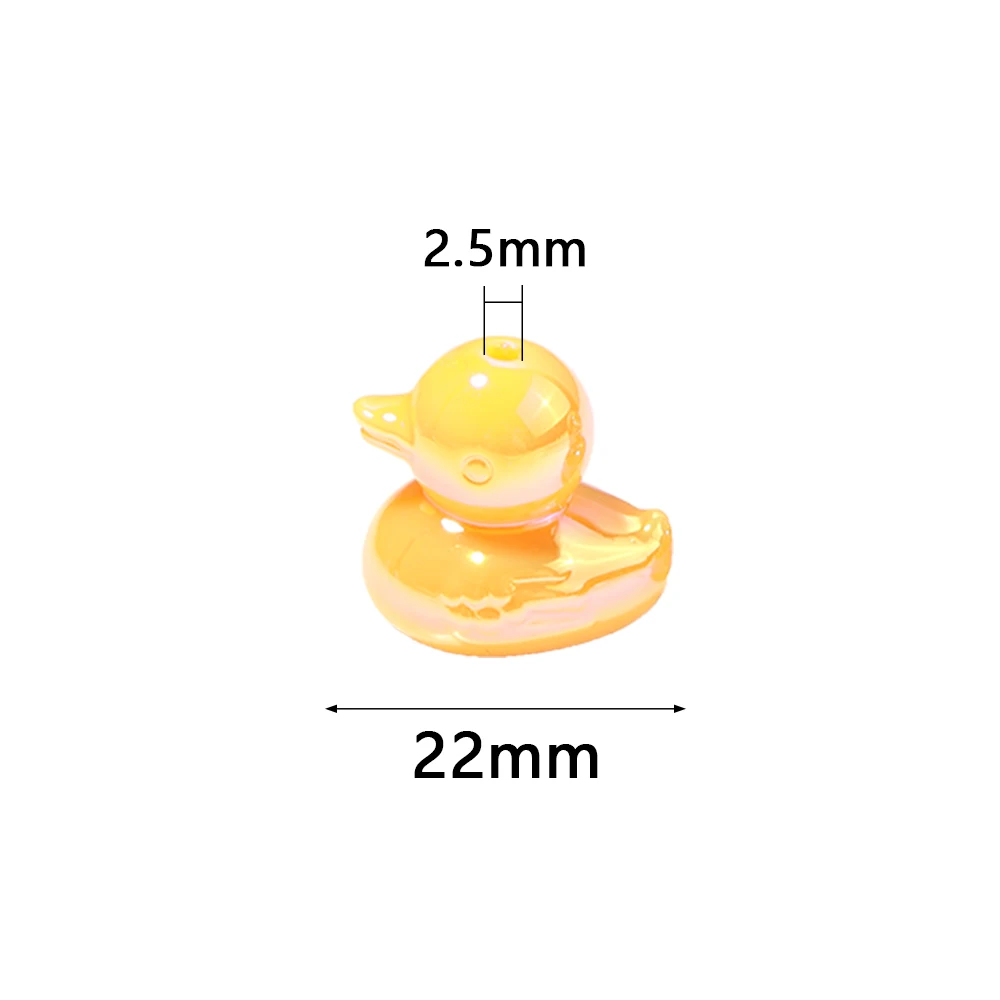 5pcs 22mm Colorful Cartoon Duck Shape Acrylic Beads Loose Spacer Charms Beads For DIY Bracelet Earrings Necklace Accessories