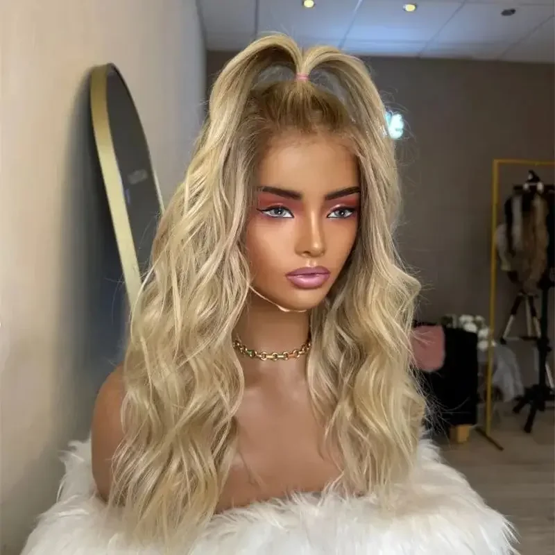 Natural Glueless Ombre Blond Body Wave Hair Wig 150 Density 13x4 Lace Front with Baby Hair Pre-Plucked 100% Human Hair view 2