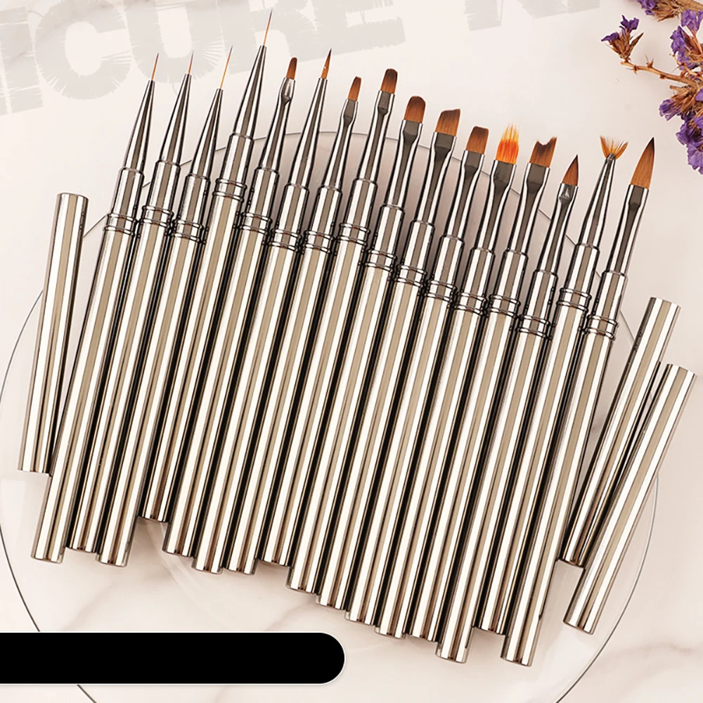 

Exquisite New Metal Nail Pen Stripe Pattern Painting Brush Acrylic Uv Gel Extension Drawing Colored Drawing Line Pen Set Gift