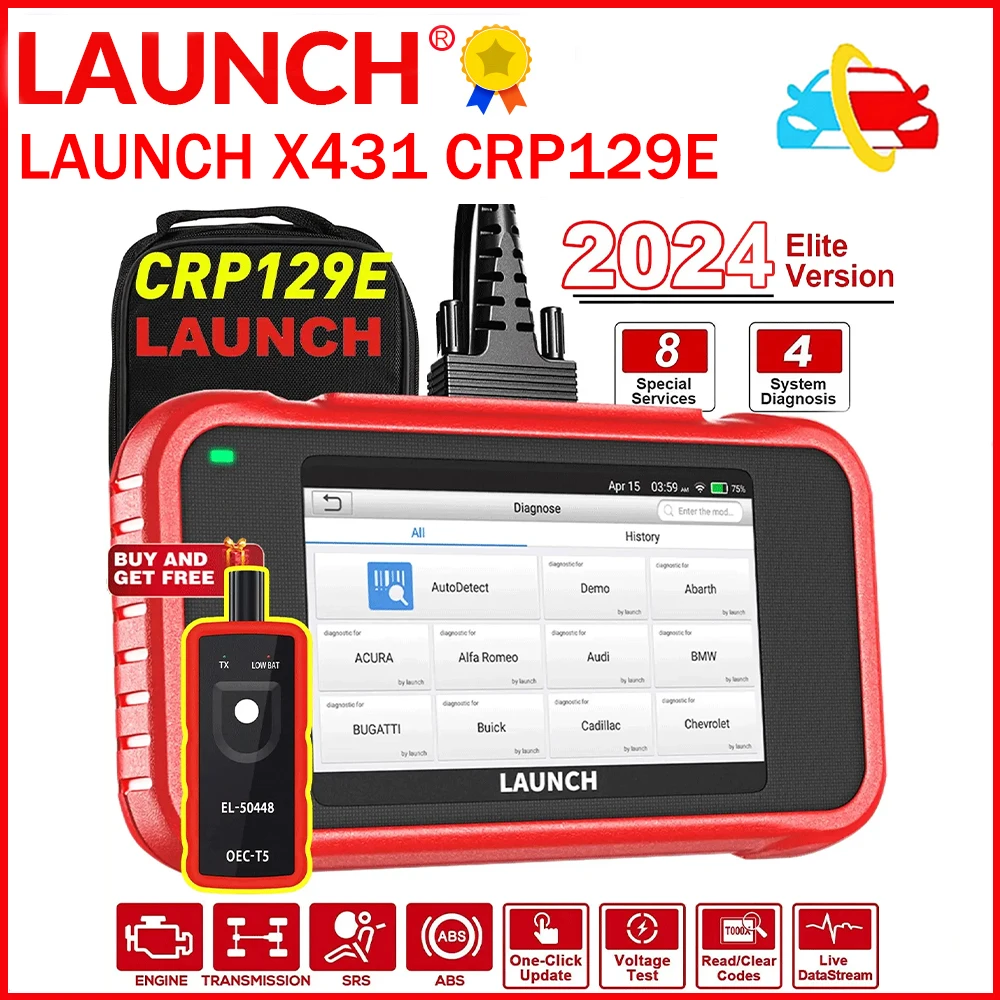 

LAUNCH X431 CRP129E OBD2 Scanner ENG ABS SRS AT Oil SAS EPB TPMS DPF Reset Lifetime Free Update Car Diagnostic Tools