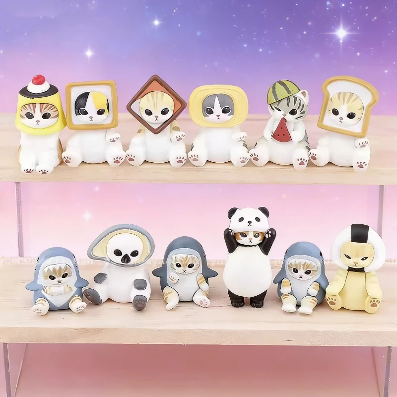 

Коллекционная фигурка Mofusand: Кот-акула в стиле морских животных и тостов, кавайная игрушка-сюрприз для декора рабочего стола