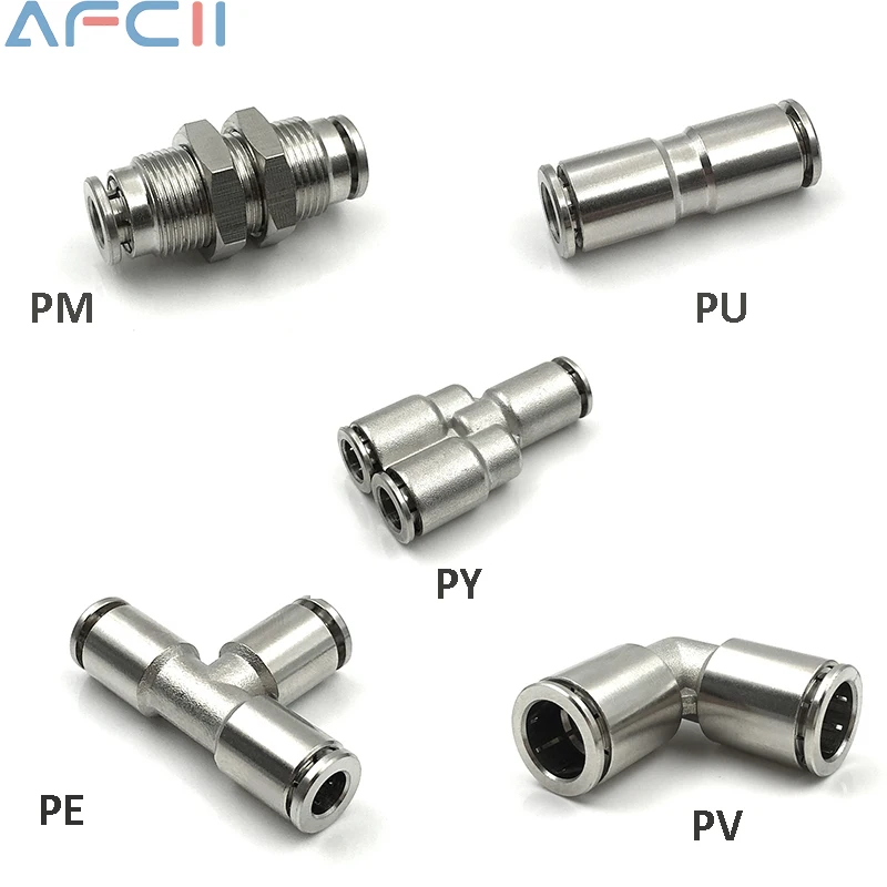 Pneumatic Air Hose Fitting PU PV PE PM PY Brass Metal Quick Coupling 4 6 8 10 12mm Nickel Plated High Pressure Tube Connector