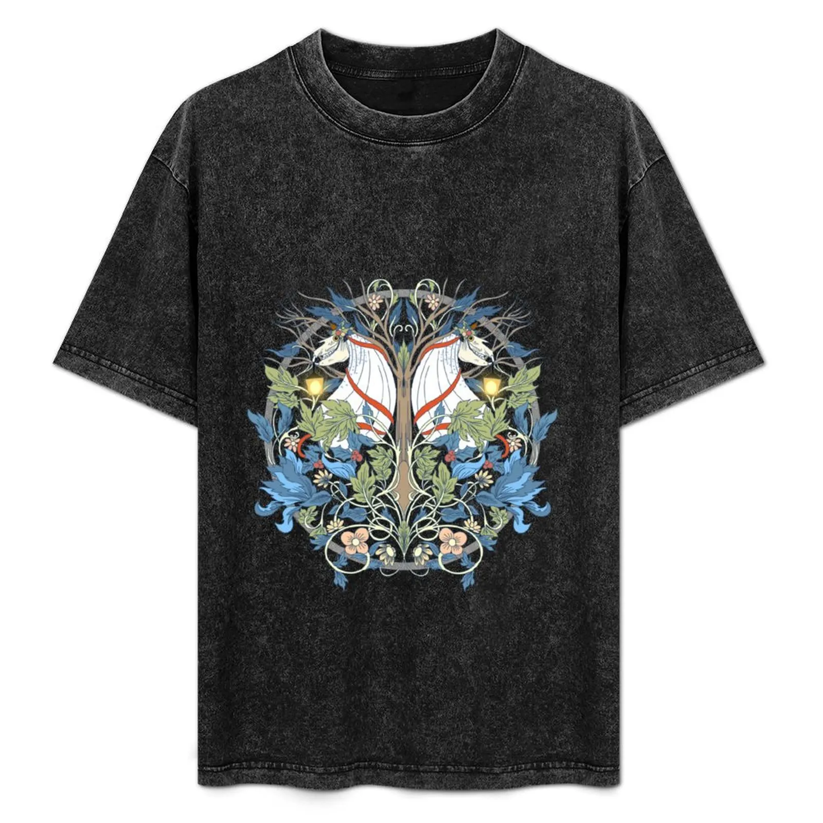 

William Morris Style Mari Lwyd wassail T-Shirt summer tops street wear Men's t-shirt