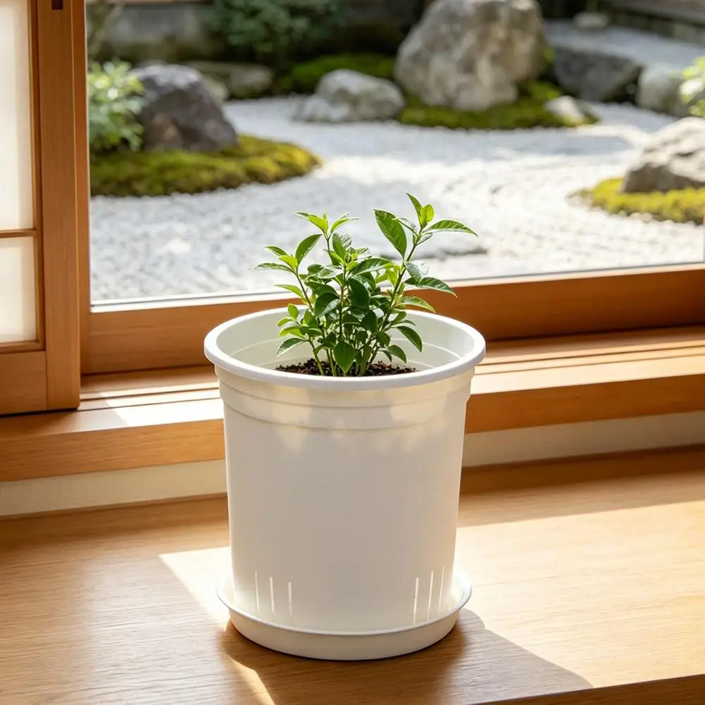 Blueberry Planting Container Rose Flower Pot with Tray Pothos Planter with Saucer Ventilated Flowerpot with Drainage for Roses