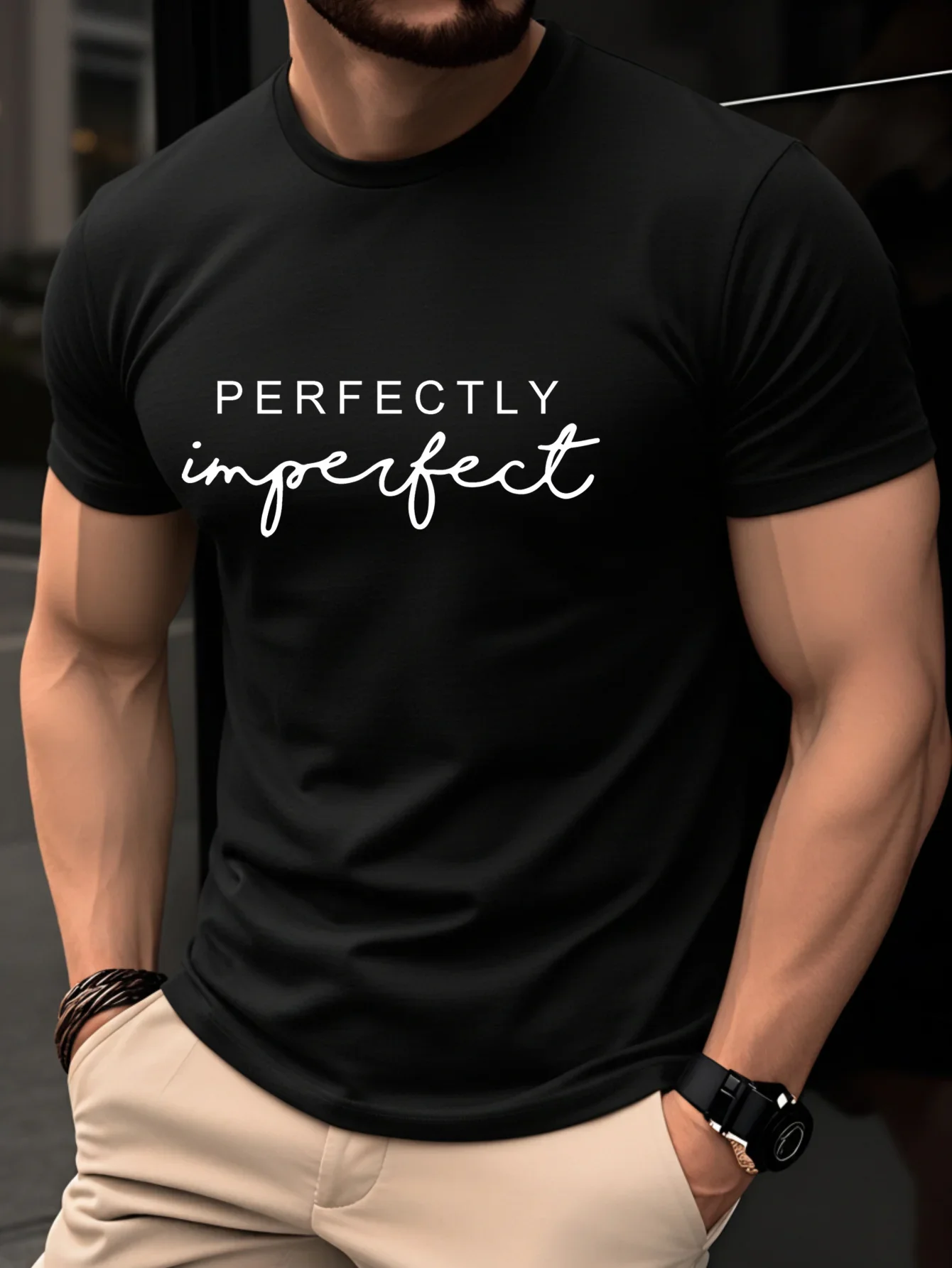 Modisches Neues 3D-Buchstaben-Bedrucktes Herren-T-Shirt Sommer Lässiges Kurzarm-Oberteil Trendiger Street-Style Männerkleidung Alltags-Oberteil