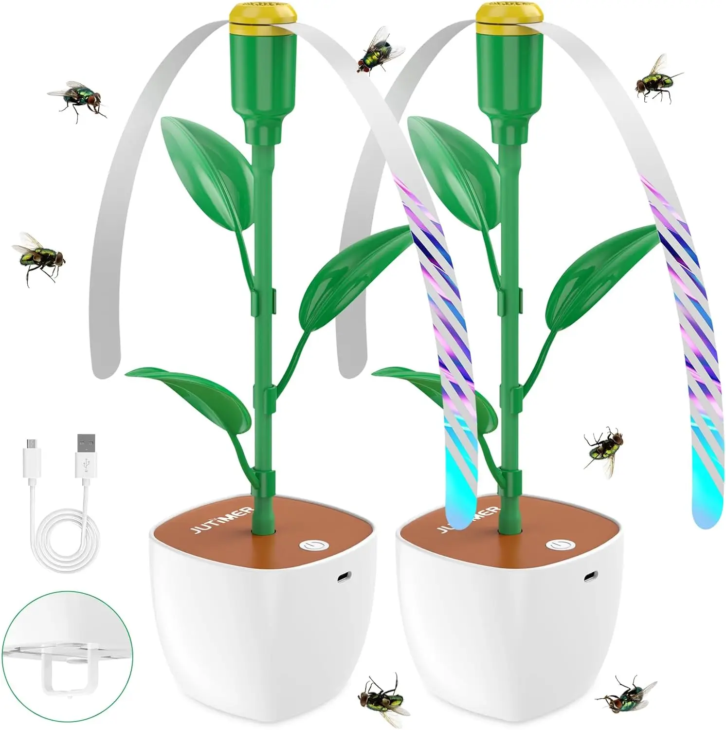 

2pcs Portable Fly Fans for Tables Tabletop Fly Fan Food Fans for Camping Picnic Fishing USB and Battery Powered