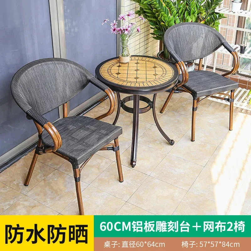 Outdoor cast aluminum tables and chairs simple courtyard garden balcony villa open-air home waterproof sunscreen Internet celebr