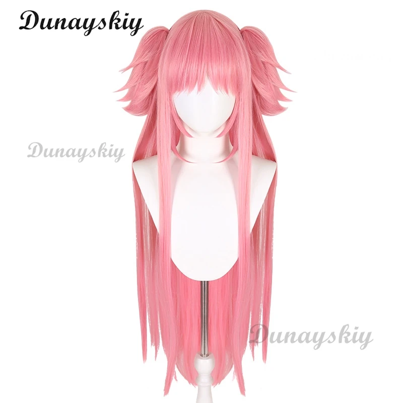 Puella Magi Madoka Magica Madoka Kaname Cosplay Wigs Pink Short 2 Clip Ponytails Heat Resistant Synthetic Hair Wig + Wig Cap