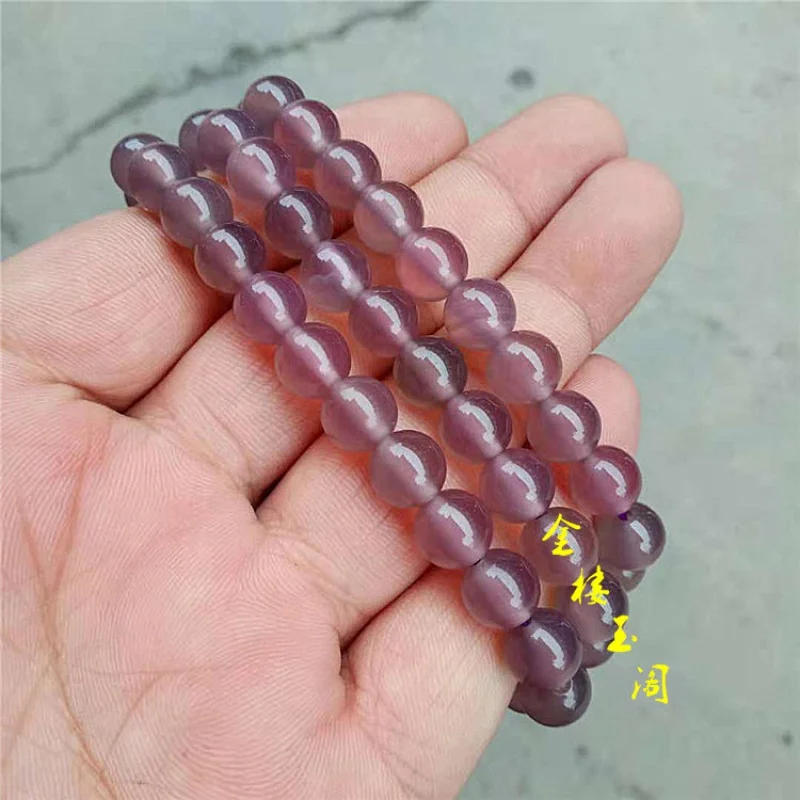 One Piece Dropshipping Ice Fluorescent Chalcedony Fashion Three Circles Imperial Purple Bracelet Neckla