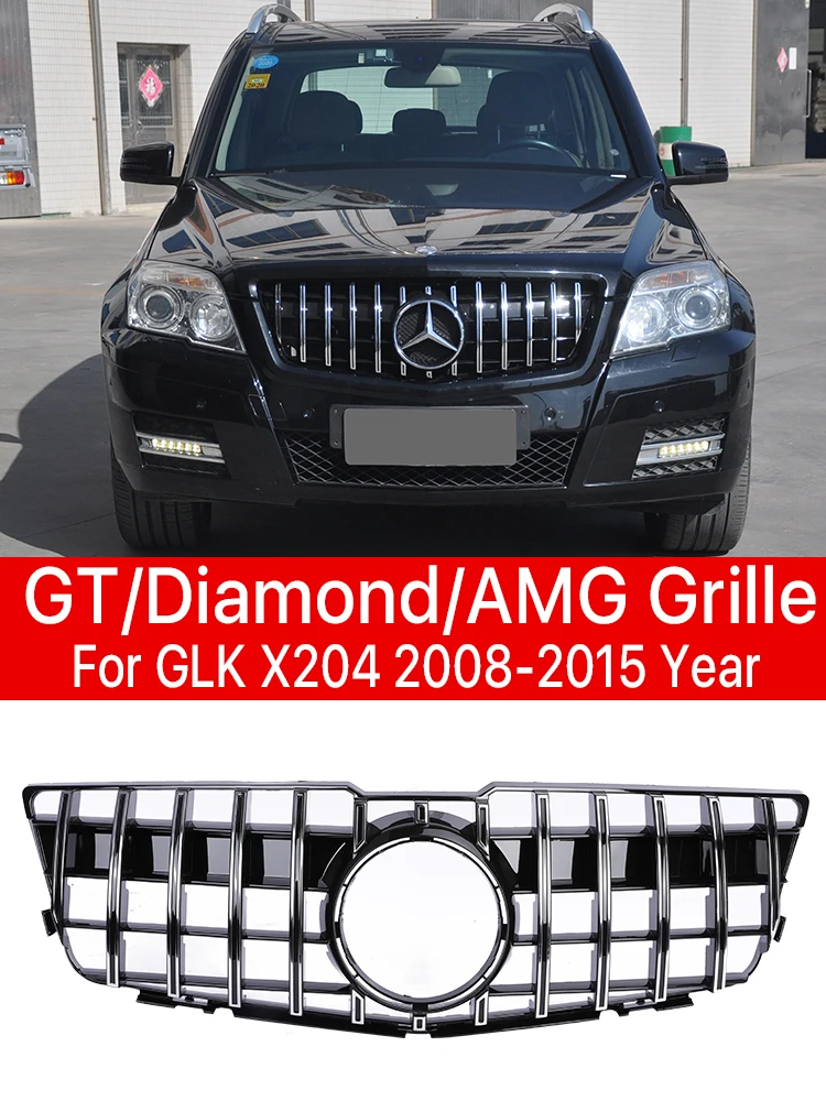 

For Mercedes Benz GLK X204 Front Bumper Panamericana GT Grille Style X204 300 350 400 Grill Parrilla 2008-2015 Black Silver