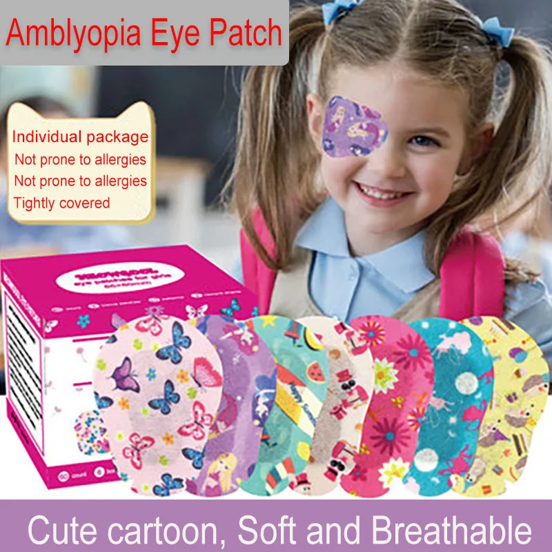 Kids Breathable Amblyopia Eye Patch Cartoon Color Disposable Individually Packaged Sterile Eye Pad Adhesive Bandages