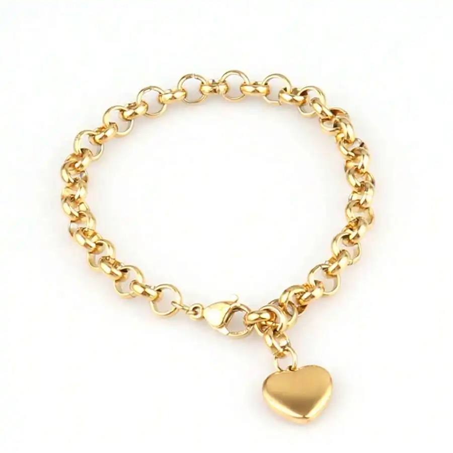 Pulsera de acero inoxidable con forma de corazón para mujer, pulsera con colgante de corazón a la moda, regalo para el día de San Valentín, día de la madre