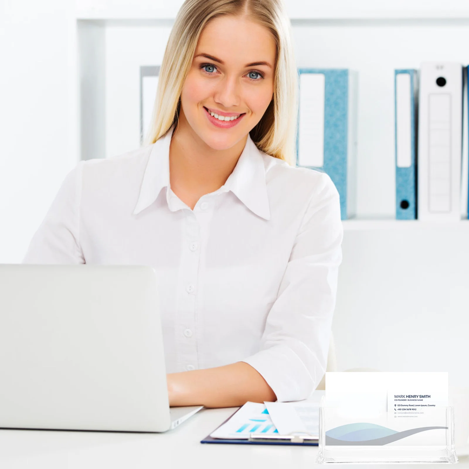 

6pcs Business Card Holder Desktop Card Display Stand Large Capacity Transparent Plastic Cards Organizer Office Supplies Storage