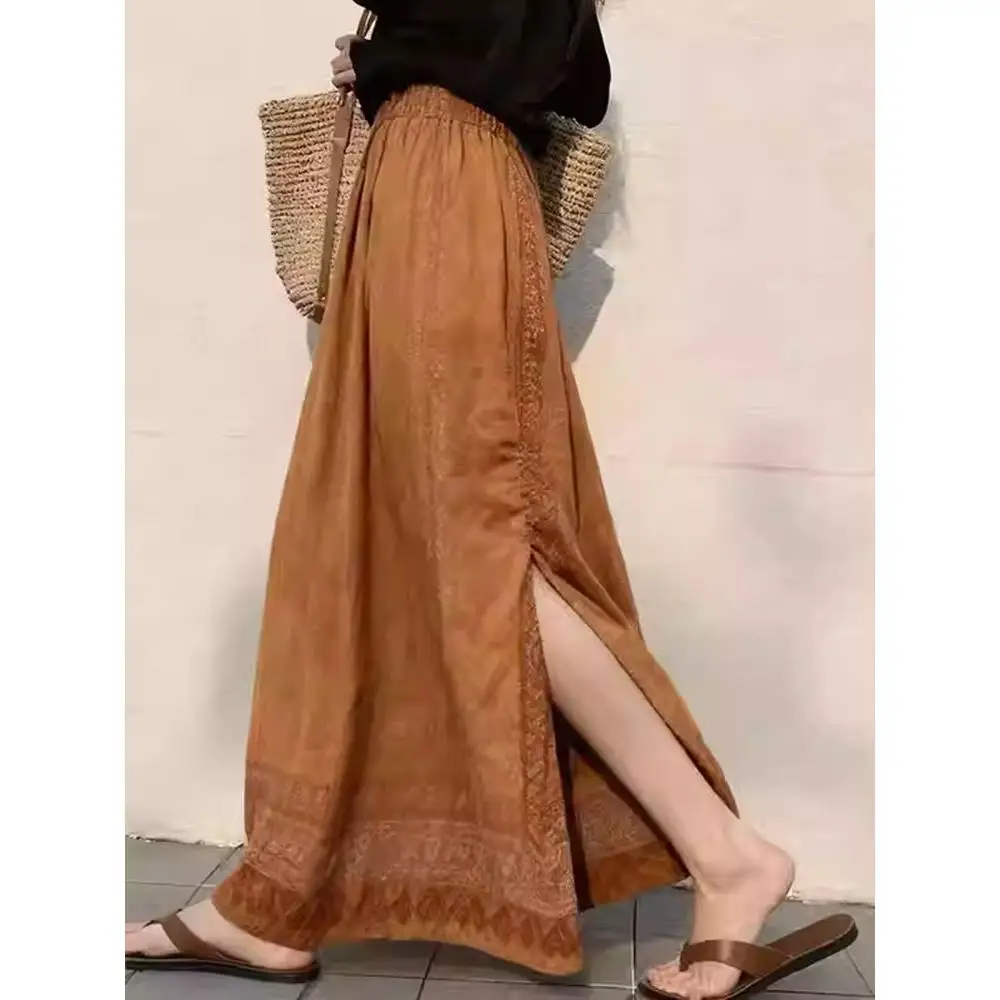 Stunning Printed Half Skirt Beautiful Women's High Waist A-Line Skirt for Important Occasions Autumn Winter New Arrival