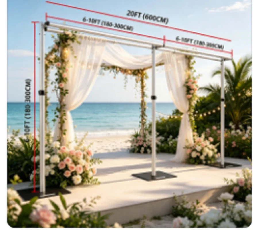 10x20FtWedding Party Store Stor Double Crossbar Pipe And Drape Stand Kit Adjustable Banner Backdrop for Events Exhibitions Party