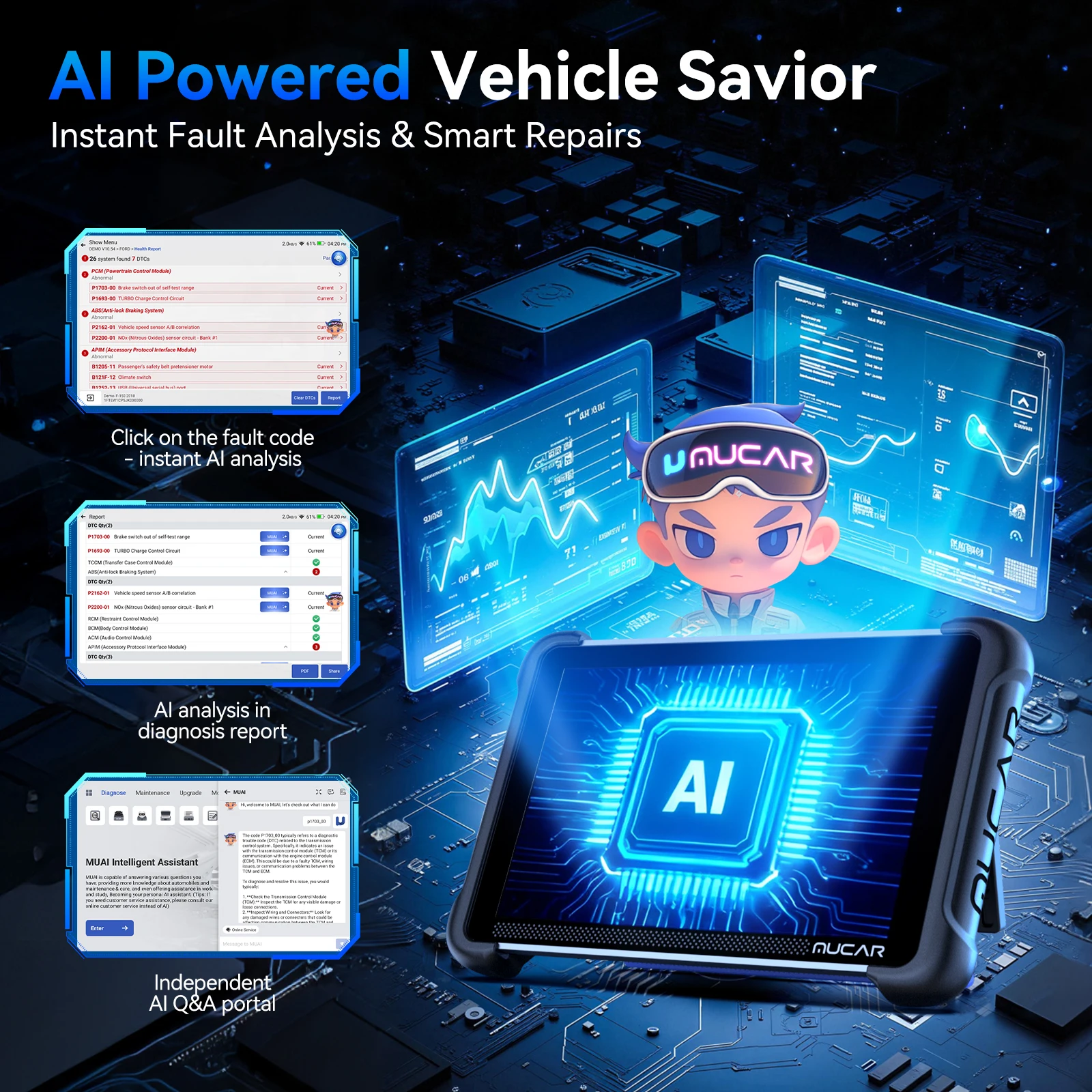 جهاز MUCAR 892BT AI ثنائي الاتجاه لبرمجة وحدة التحكم الإلكترونية (ECU) مع برمجة مفاتيح مجانية مدى الحياة بواسطة TKEY 101، أداة تشخيص أعطال السيارات الاحترافية CANFD DOIP، يدعم 35 عملية إعادة ضبط لأنظمة OBD2 الكاملة. #3