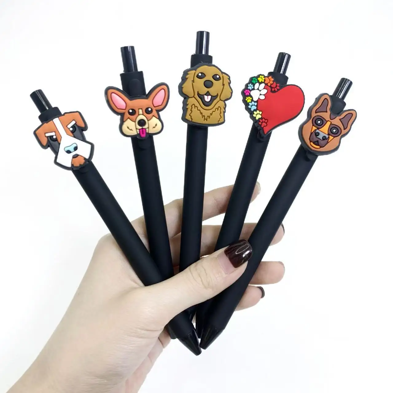 جديد حار بيع الكلب رئيس نمط التصحيح القلم الحيوان الكلب سلسلة الصحافة قلم محايد اللون الأسود قلم الكتابة القرطاسية القلم #3