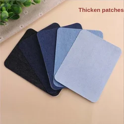 Thickened Denim Fabric Rectangular Iron on Patches for Clothing Dark Blue DIY Sewing Pieces Jeans Jackets Holes Stitching Cover