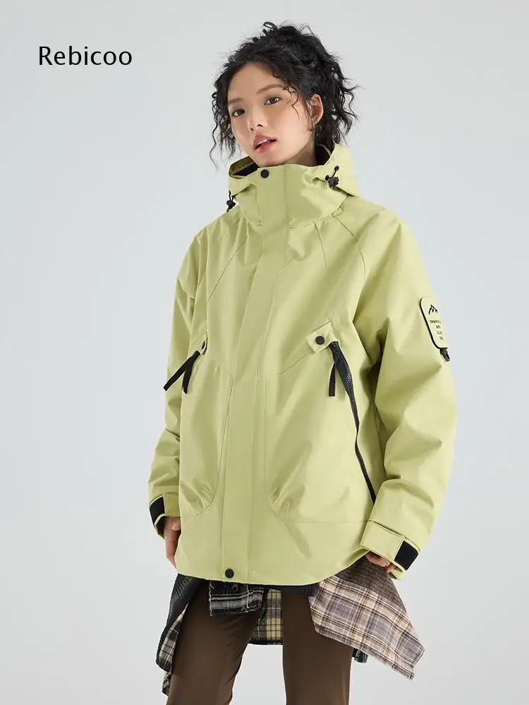 Multi Zipper Pockets Loose Outerwear Jacket For Women Hooded Zip Closure Windproof Coat For Different Outdoor Occasions