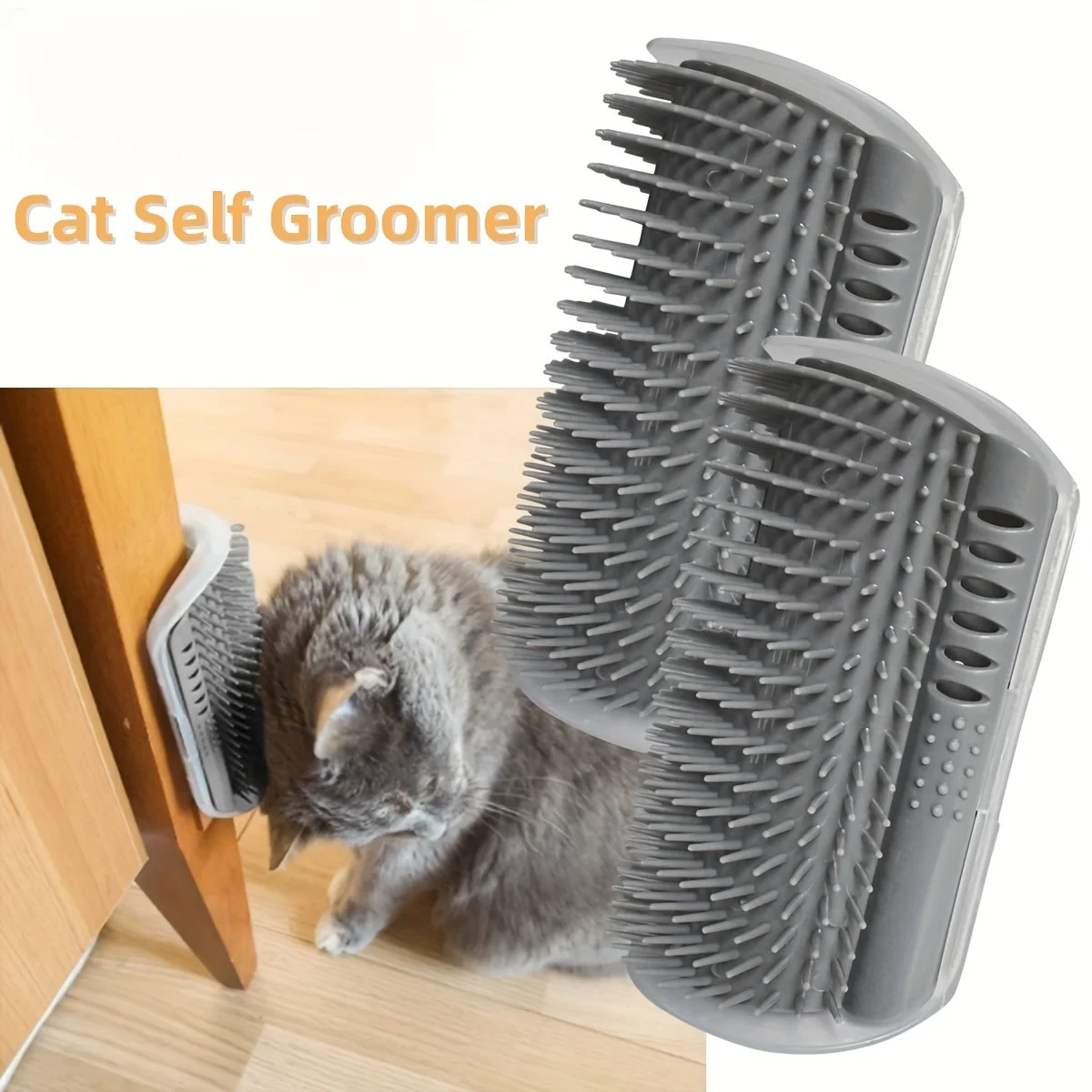 Katzen-Selbstpflegegerät mit Massagekamm-Bürste - Perfekt für Kätzchen- und Welpenpflege und Entspannung Wandmontiert – Detail 3