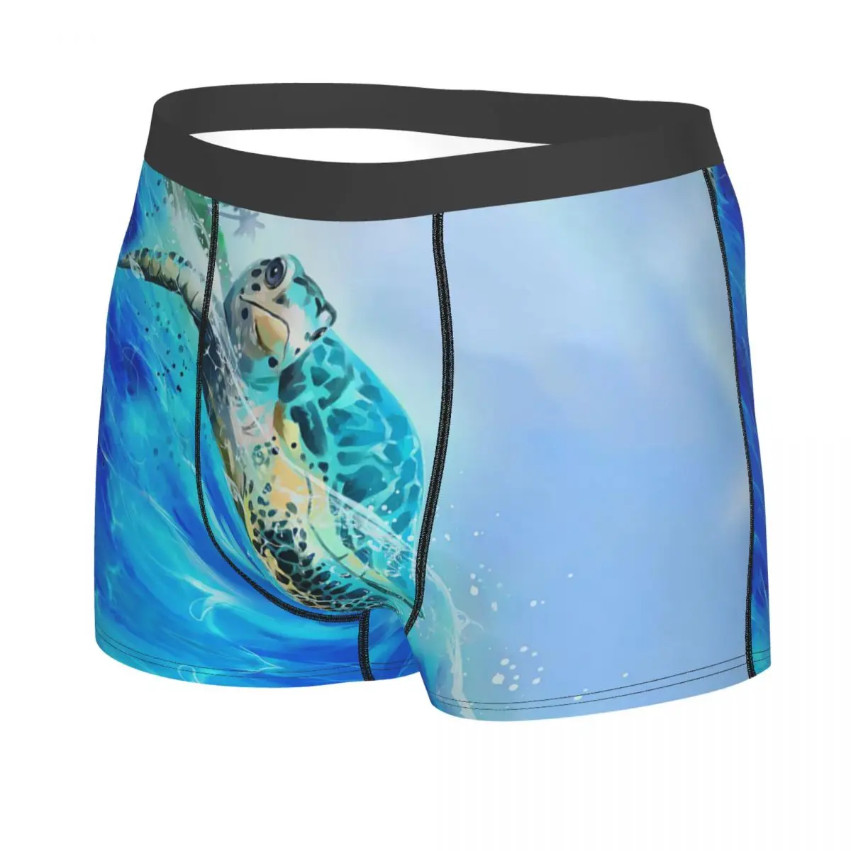 Male Sexy Watercolor Sea Turtle Underwear Ocean Animal Boxer Briefs Men Breathable Shorts Panties Underpants