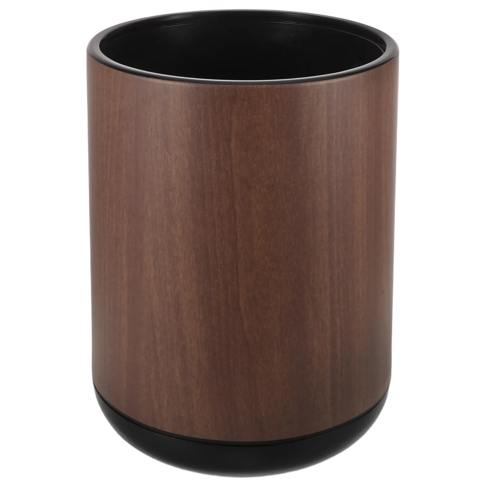 

Double Layer Garbage Bin Large Capacity Open Trash Can Plastic Wood Grain Finish for Kitchen Bedroom Bathroom Office
