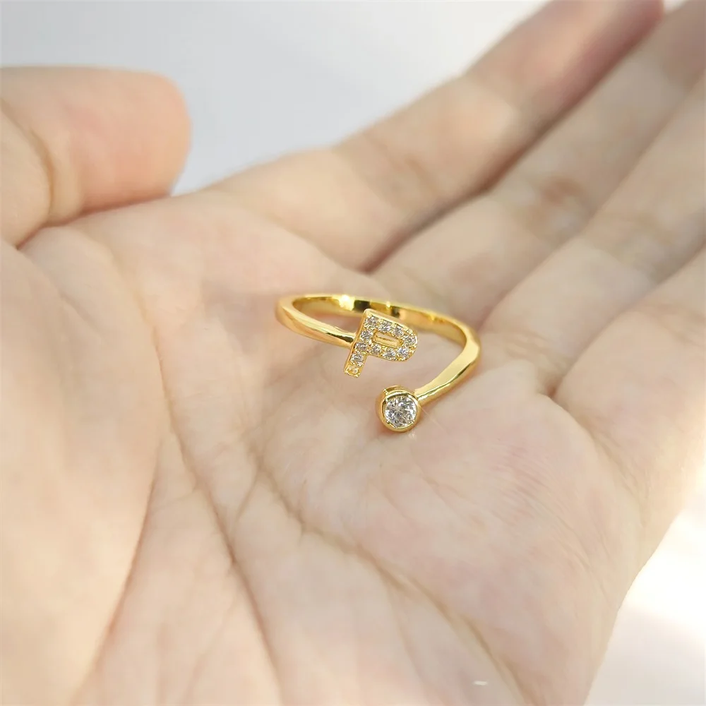 DOREMI Valentine's Day Gifts Trend New Rings Gold Ring for Women A-Z Initial Letter Engagement Jewelry Ring