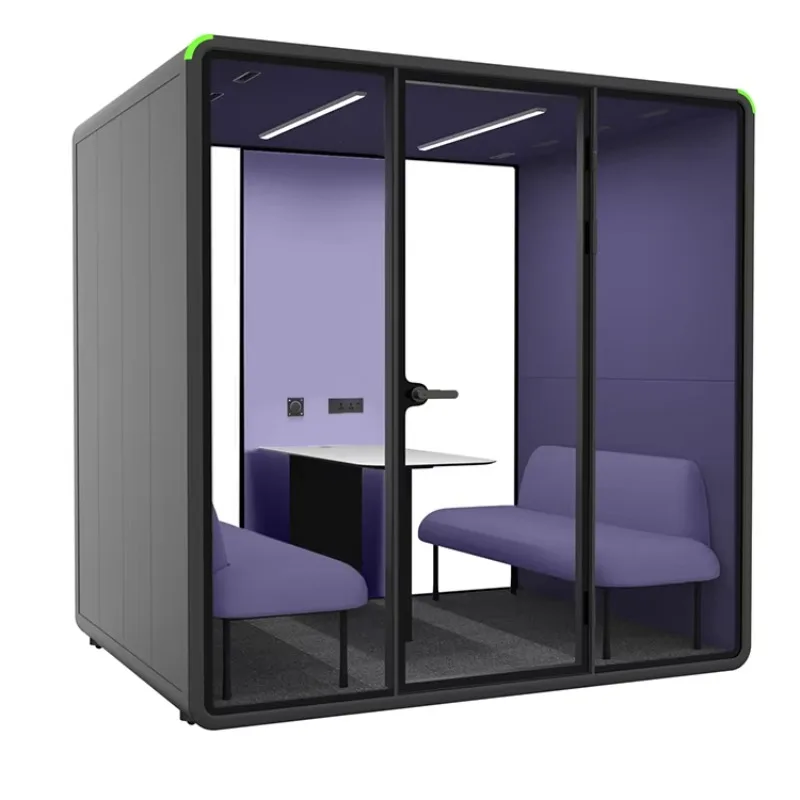 Acoustic Booth Soundproof Office Pod Open Workspace Focus Work 4-Person Movable Meeting Pods 30dB+ Noise Reduction Silent Booth