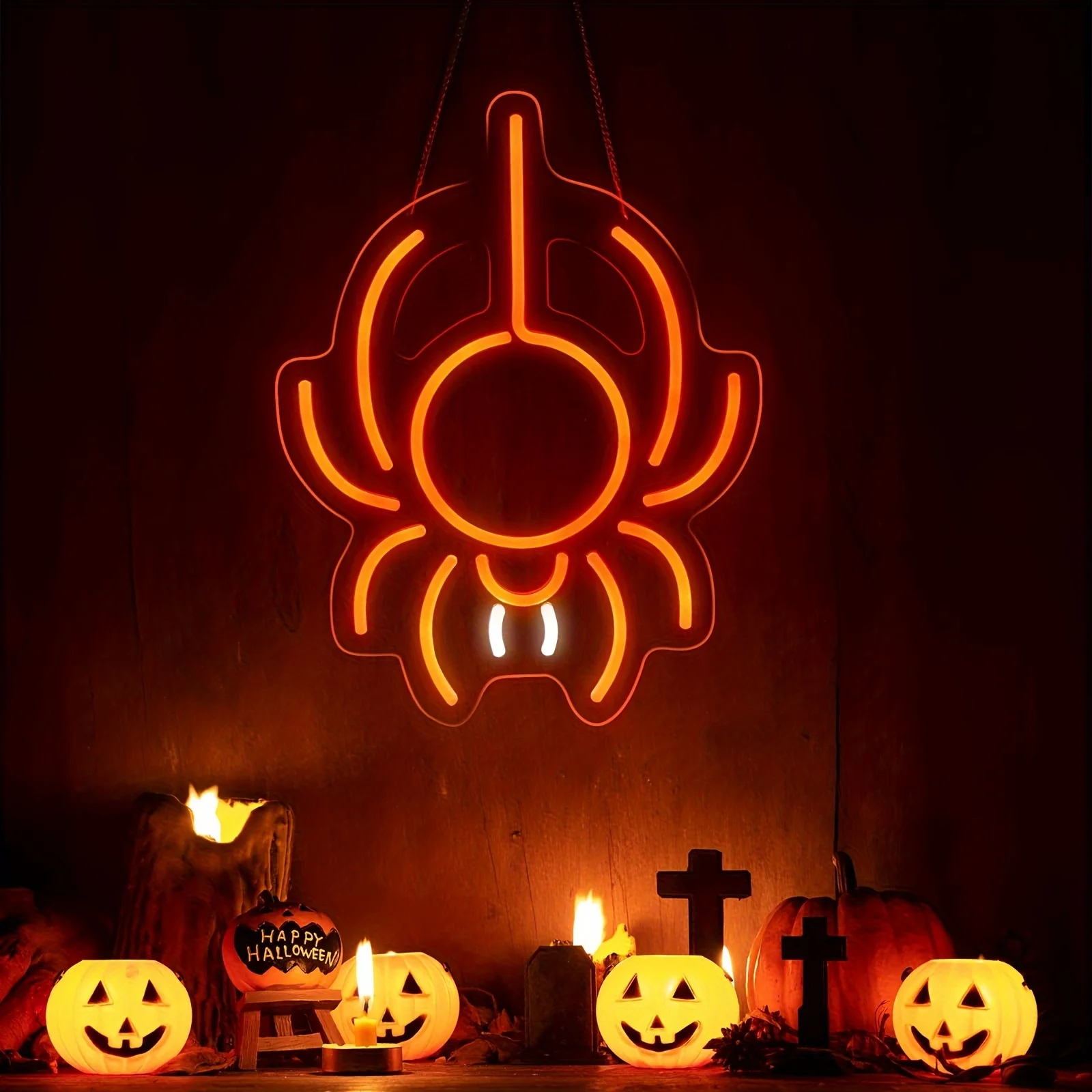 

Spider Neon Sign USB Dimmable Neon Lights for Man Cave Horror Movie Room Spider-Themed Party Bedroom Bar Room Decor Gifts