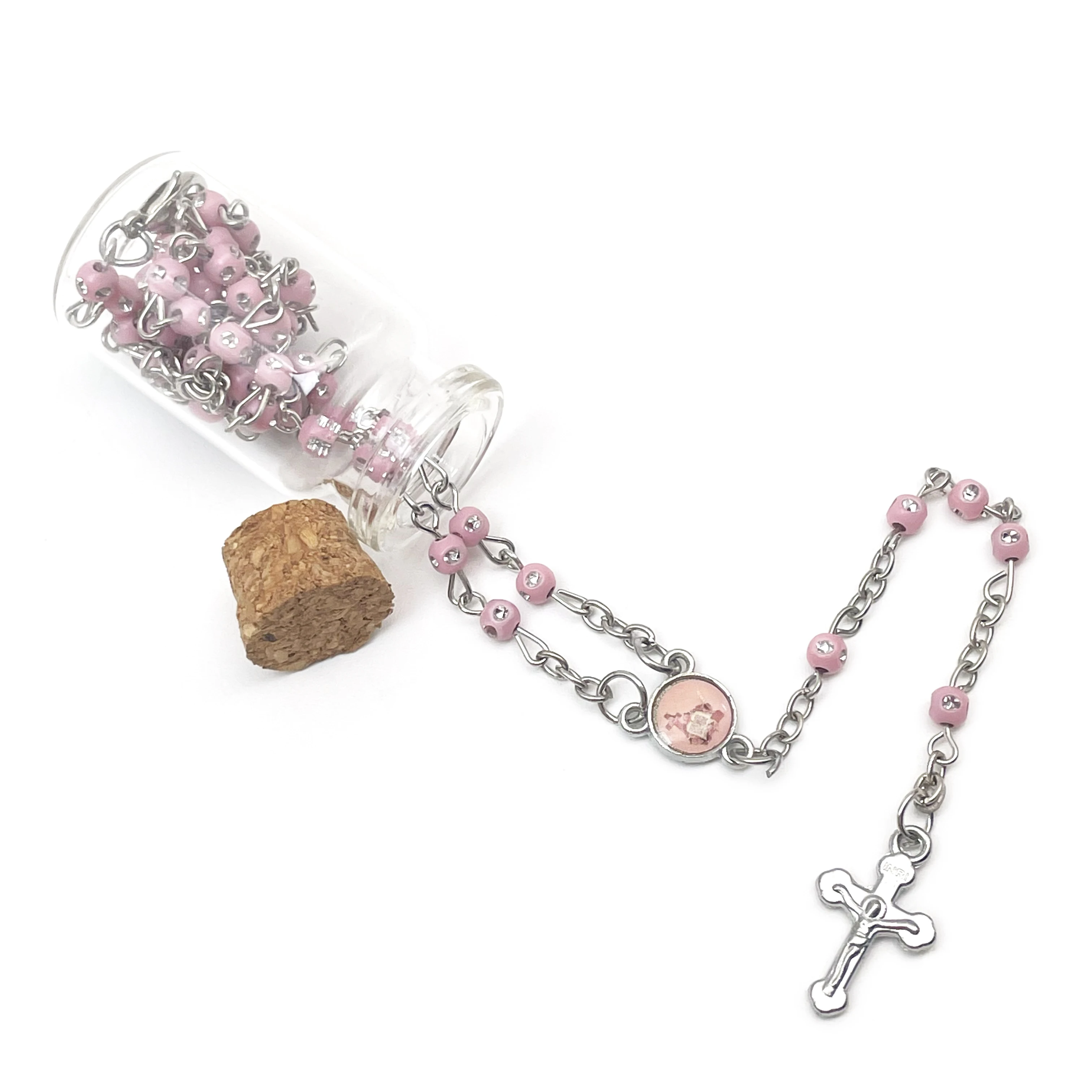 

12 Pcs Rosary Bottle Pink Bible Baptism Communion Recuerdos De Bautizo First Communion Christening Favor