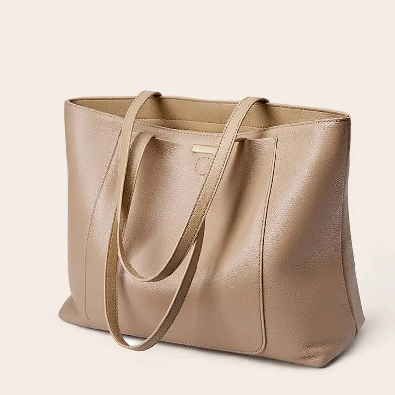 

100% Genuine Leather Women's Large Capacity Simple Fashion Cowhide Women Shoulder Bag Female Storage Handbag