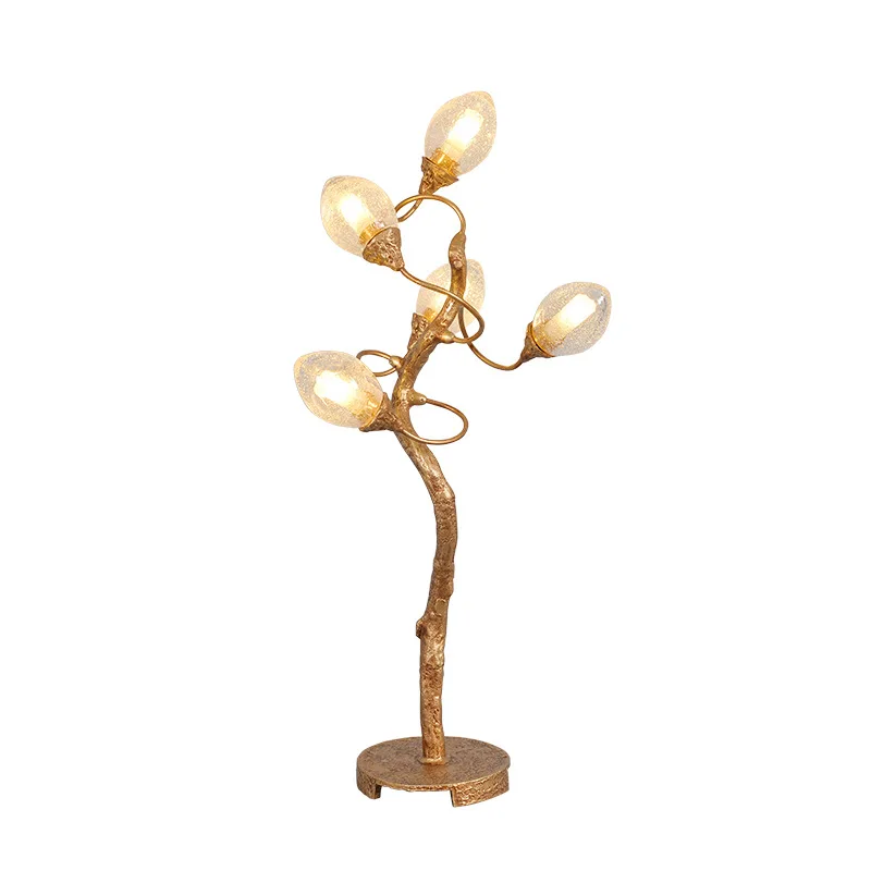 

New Chinese style, retro, special shape, desk lamp, all copper, fruit, ball living room