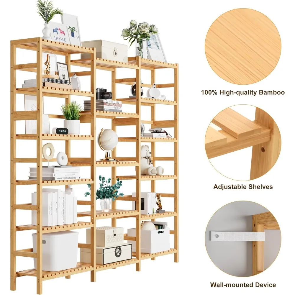 رف كتب كبير قائم بذاته مكون من 6 طبقات مع 17 رفًا مفتوحًا لتخزين المكتب المنزلي أو غرفة المعيشة #5