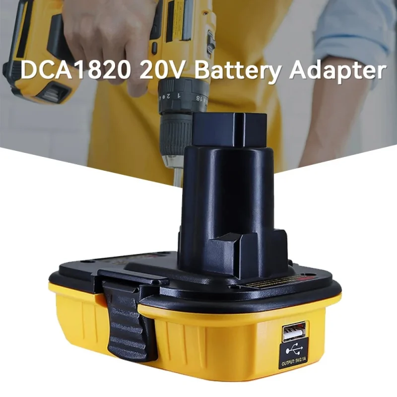 20V Battery Adapter DCA1820 for Dewalt 18V Tools Convert Dewalt 20V Lithium Battery for DC9096 DE9098 DE9096 with USB