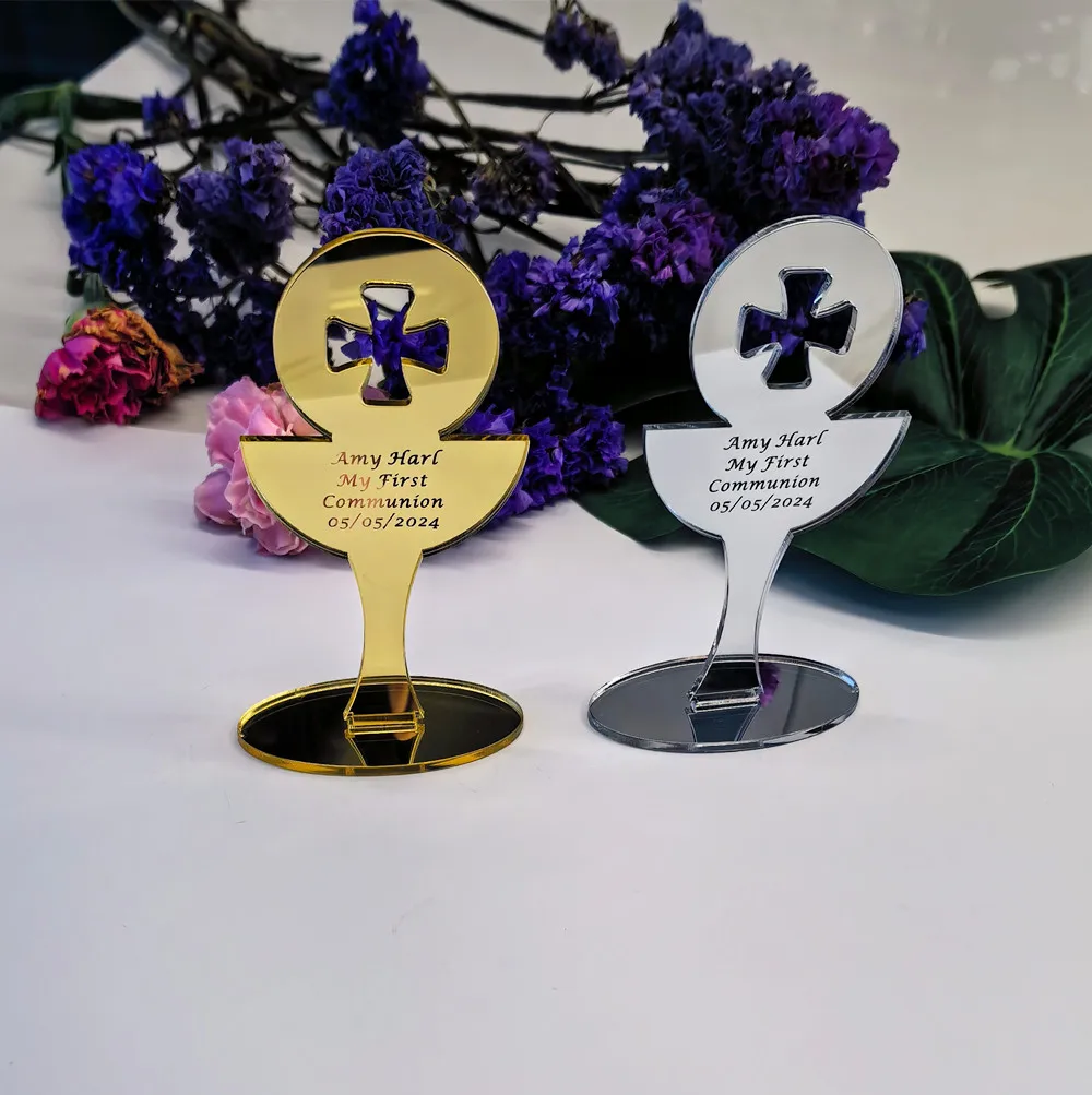 10pcs of First Holy Communion Favors,Acrylic Engraved Baptism Giveaway, Cross Baptism Decoration,Christening Gift Godson - Chris