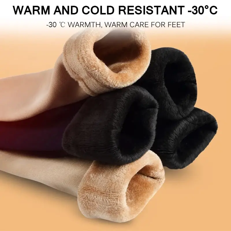 Women Winter Warm Socks Solid Color Comfortable Fleece Thick Stocking Soft Boots Sleeping Sock Female Elasticity Velvet Socks
