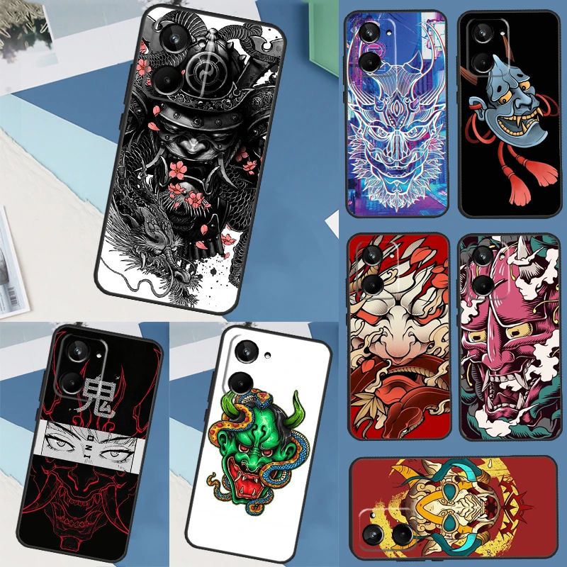 Japanese Hannya Oni Mask For Realme 11 8 9 10 Pro Plus GT Neo 5 3 3T 2T C21Y C31 C25 C21 C11 C30 C33 C35 C55 Case