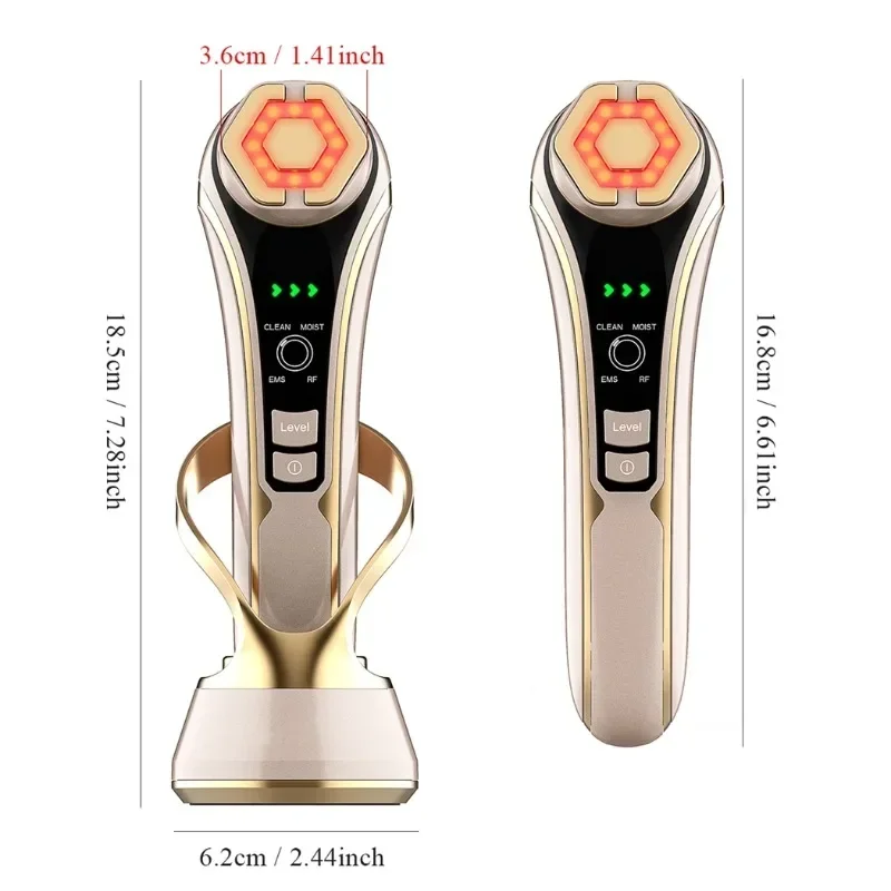 Facial Lifting Massager Multifunctionele EMS LED Photon Rimpel Remover RF Heet Kompres 1200Hz Trillingen Anti-aging Apparaat