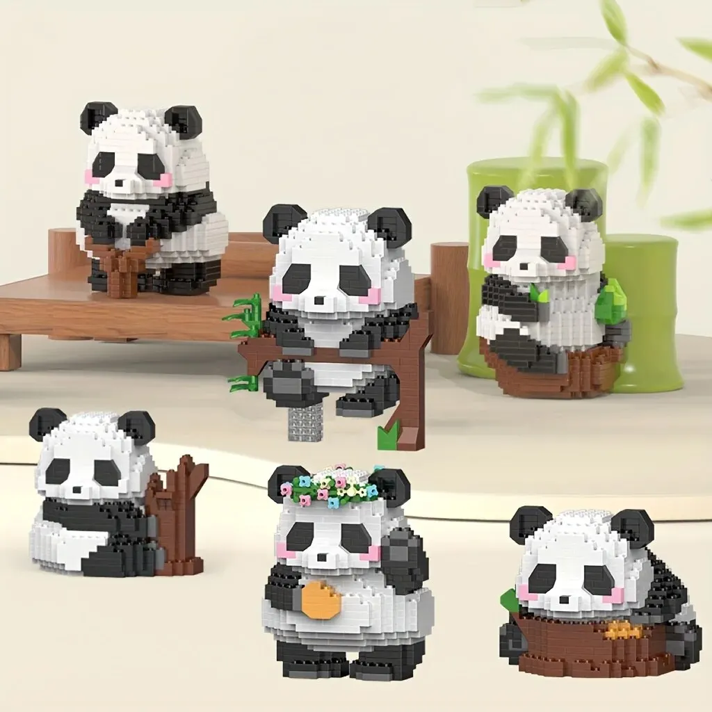 Cute and Creative Little Panda Building Blocks Toy, Animal Model, for Gift, for Decorations