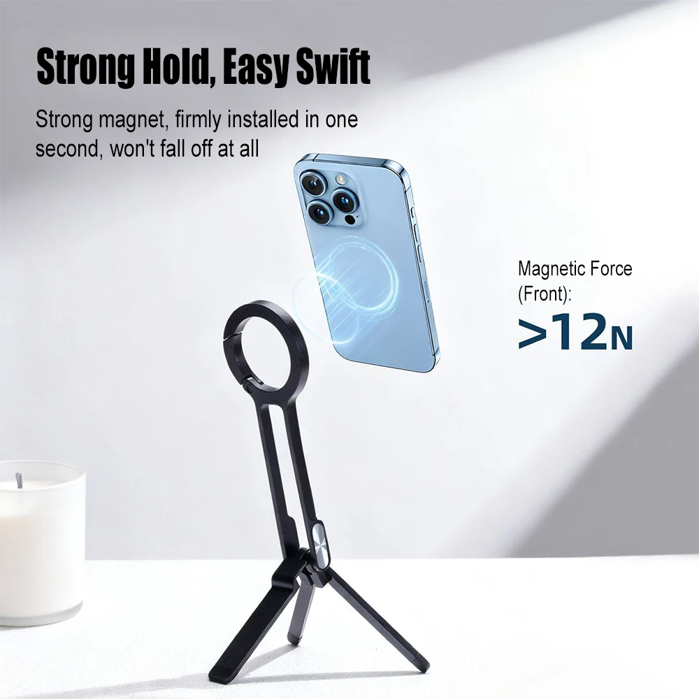

Easy To Carry Carabiner-Mounted Phone Tripod For iPhone 17 Pro 15 14 13 Dual-sided Magnet Tripod Desk Mount Phone Handle Plastic