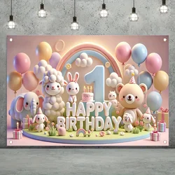 1st Birthday Happy Party Backdrop Banner For Outdoor And Home Celebration Garden Room Decoration