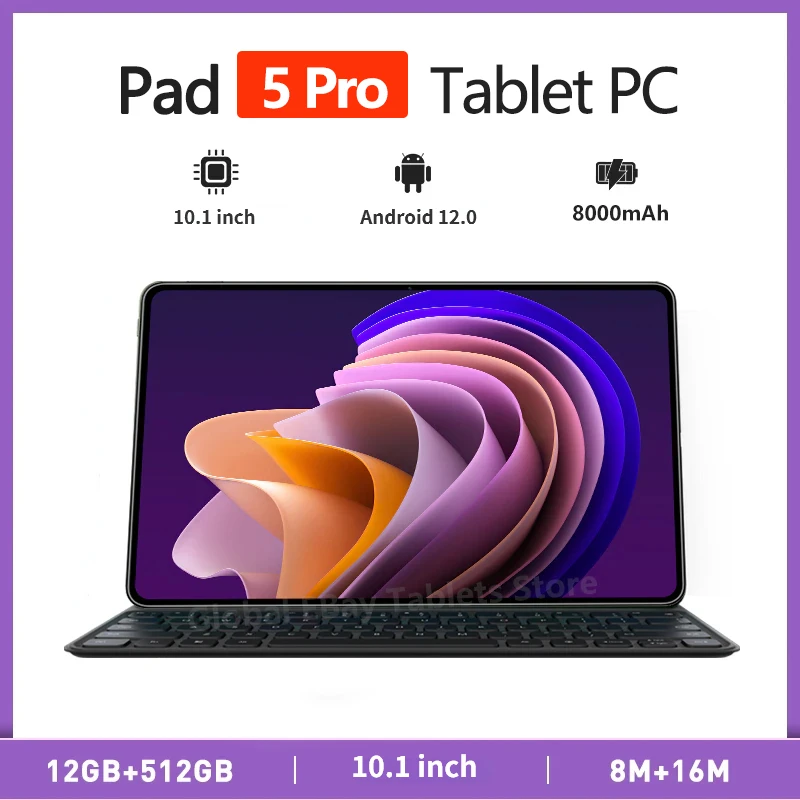 

Android 12.0 Original Pad 6 Pro Screen 8800mAh Tablet 2024 Android Tablet PC 10.1 Inch 12GB+512GB Tablet 5G WIFI Pad