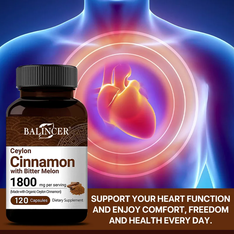 Balincer Ceylon Cinnamon - Promotes Metabolism, Helps Cardiovascular and Gastrointestinal Health, Antioxidant - 120 Capsules