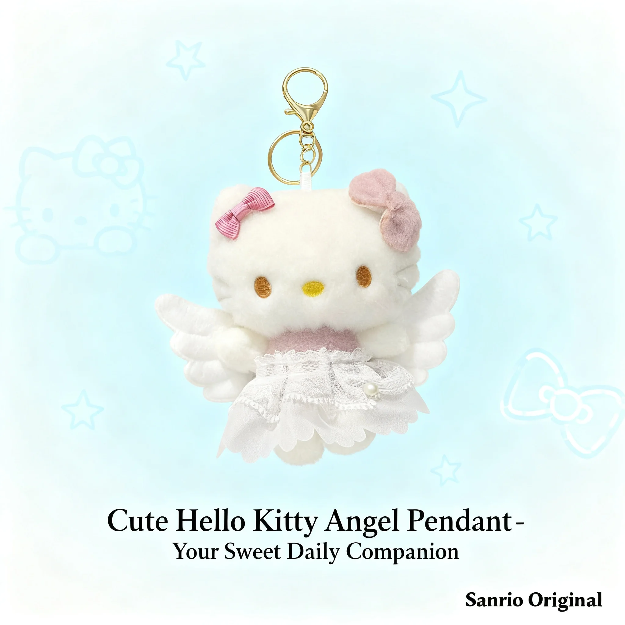 Cute Hello Kitty Plush Keychain Kawaii Backpack Hanging Charms Keyring Accessories Gift for Girls Kids Birthday Toys view 5